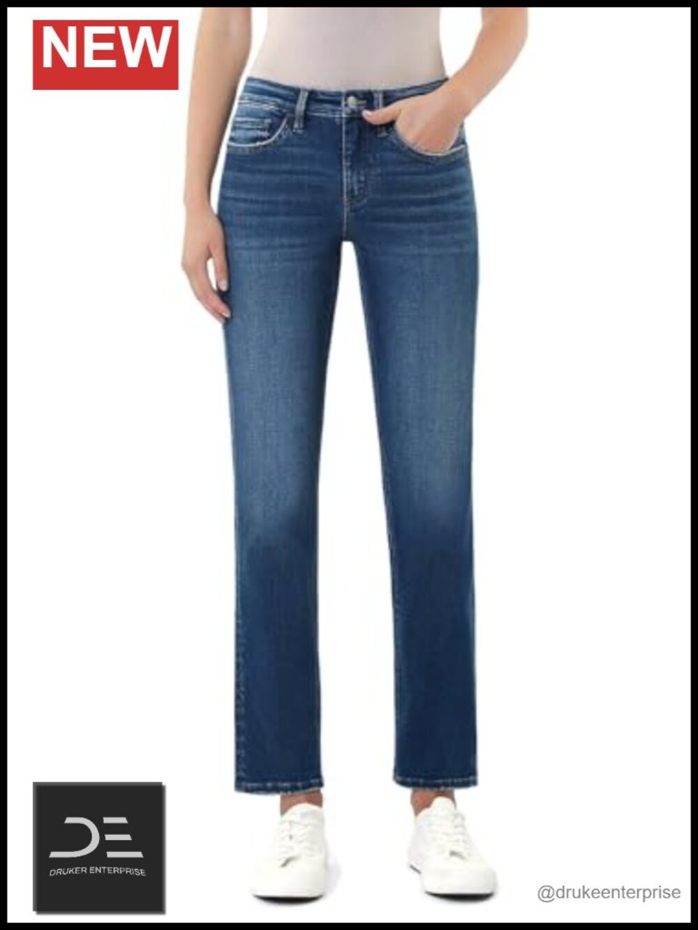 Comfort Stretch Mid Rise Ankle Slim Straight Jeans
